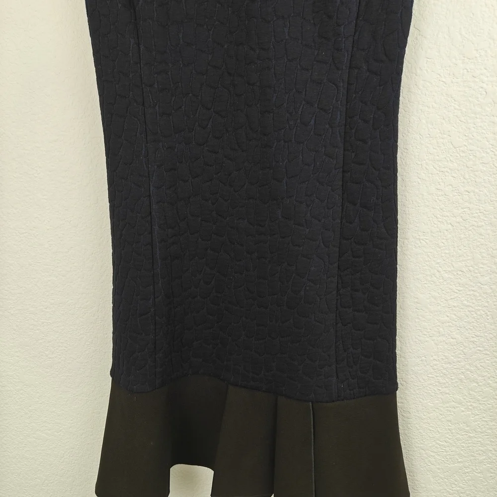 Tory Burch Navy/Black Quilted Jacquard Flounce Mini Dress Size XS/TP